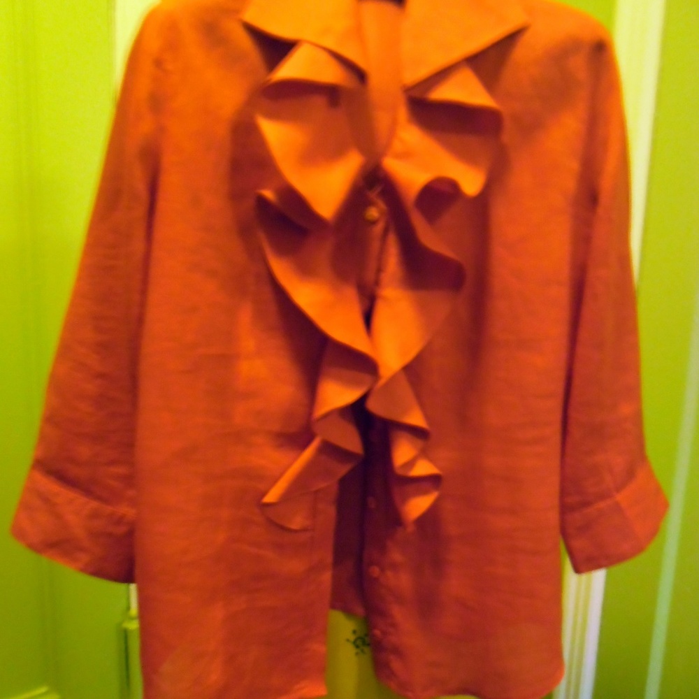 BRIGHT RED NARA CAMICIE 100% LINEN BLOUSE SIZE M